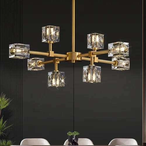 Miniatura 14 de Candelabro de Cristal Negro, Lámparas de Araña Sputnik con 12 Luces, Lámpara de Techo Moderna Ajustable en Altura Semiempotrada para Comedor, Isla