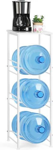 Miniatura 13 de OYEAL Organizador para botellas de agua de 5 galones con estantes, soporte dispensador de botellas de agua de 3 niveles para cocina, sala de estar