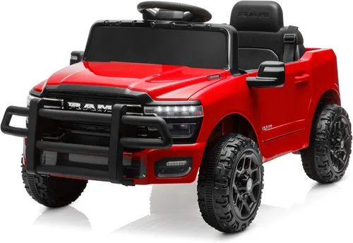 Miniatura 8 de Kidzone Camión de Policía de 12V para Montar, Camión Eléctrico RAM 3500 con Licencia para Niños con Control Remoto, Música Bluetooth, Luces LED
