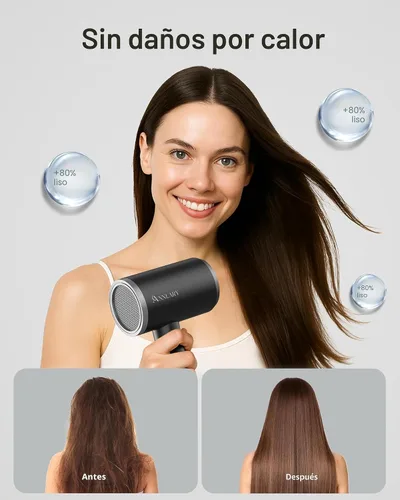 Miniatura 6 de ANNLARY Secador de pelo con peine Secador de pelo de 1800 W con difusor para cabello rizado Secador de pelo iónico de plasma para control