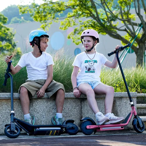 Miniatura 7 de iScooter IK3 Serious Electric Scooter for Kids Aged 6-12, 3/6/10MPH Speed, Dual Brake System, 3 Heights (IK3Pro), Magnetic Charging, Colorful Negro