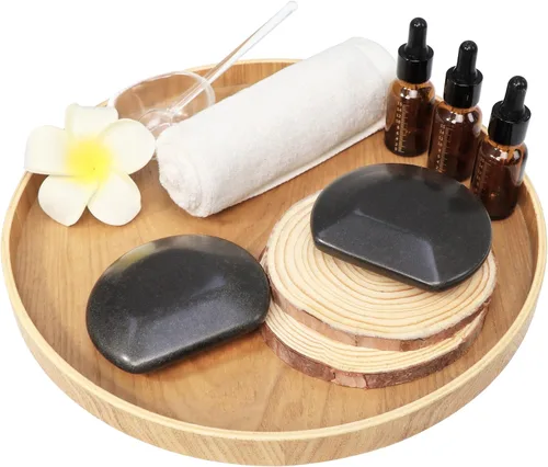 Miniatura 3 de Master Massage Juego de 2 piedras calientes circulares circulares grandes de tres cuartos – Puntos de gatillo y herramientas de acupresión – Piedra