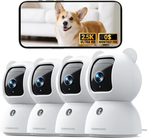 Miniatura 11 de Cámara de interior 2.5K 2 paquete, detección AI de personas/mascotas/llanto sin suscripción, cámara 4MP para mascotas/perros/gatos/bebés