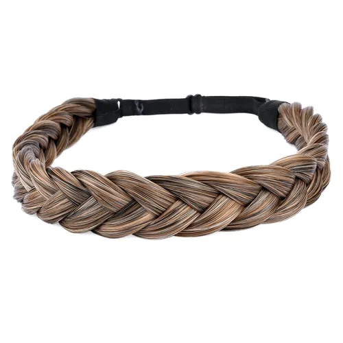 Miniatura 23 de Diadema clásica de cabello sintético trenzado, trenzas gruesas y anchas, extensión de cabello con elástico para mujeres y niñas, accesorio
