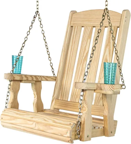 Miniatura 9 de Amish Casual Silla columpio con tratamiento a presión de misión resistente con portavasos (mancha de cedro)