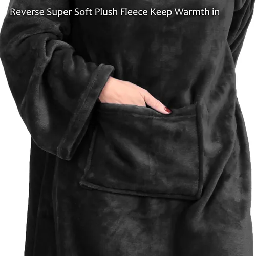 Miniatura 7 de Catalonia - Manta con mangas y bolsillos, acogedora manta de forro polar suave de visón, manta de microfelpa para mujeres y hombres, 73 x 51