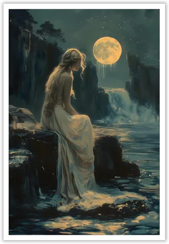 Miniatura 8 de Pintura retro de chica con estilo vintage en lienzo con estampado de rosas, póster estético antiguo, chica victoriana de estilo moody, arte de pared