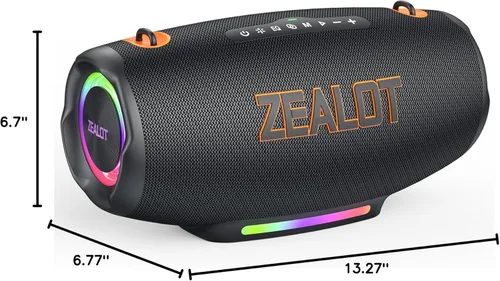 Miniatura 9 de ZEALOT Altavoz Bluetooth de 120 W (pico) con graves profundos, altavoz inalámbrico portátil con luz RGB, altavoz impermeable IPX6 para exteriores