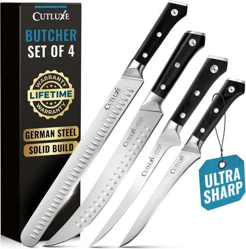 Miniatura 9 de Cutluxe Juego de Cuchillos para Barbacoa – Cuchillo de pechuga de 12" y varilla de afilado de 10", juego de cuchillos de carnicero para cortar carne
