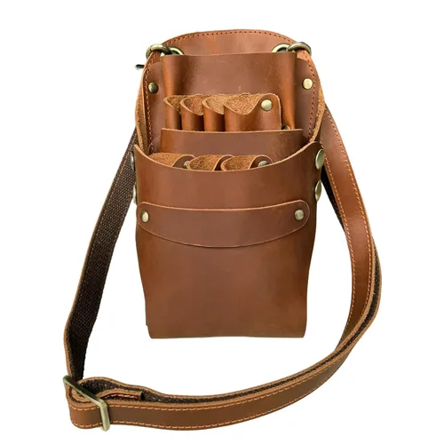 Cinturón de tijera, piel de vacuno, para peluquería, peluquería, tijeras, soporte para tijeras de estilista, bolsa de cintura con correa ajustable