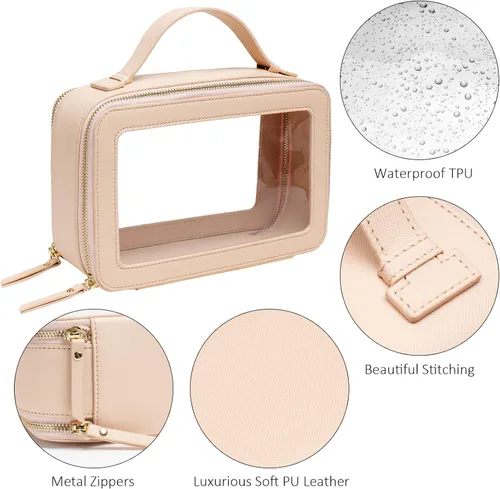 Miniatura 5 de LETGO Bolsas de maquillaje transparentes, bolsa de aseo aprobada por la TSA con cremallera, organizador de maquillaje transparente para artículos