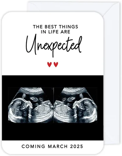 Miniatura 15 de Andaz Press Tarjetas de anuncios de embarazo personalizadas con sobres, Baby Is On The Way Ideas personalizadas para revelar ideas de anuncio de El