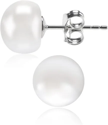 Miniatura 8 de ALYC Pearl Earrings Freshwater Pearl White Button Stud Earrings with 925 Sterling Silver for Women