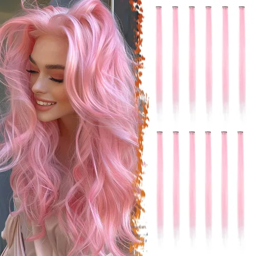 Miniatura 15 de BARSDAR Extensiones de cabello negro con clip, extensiones de cabello con clip de color para mujer, 22 pulgadas, 12 piezas, extensiones sintéticas