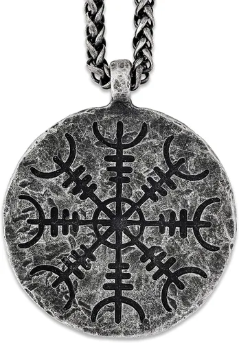 HAQUIL Viking Antique Necklace, Helm of Awe Aegishjalmur Pendant, Viking Norse Jewelry Gift for Men and Women