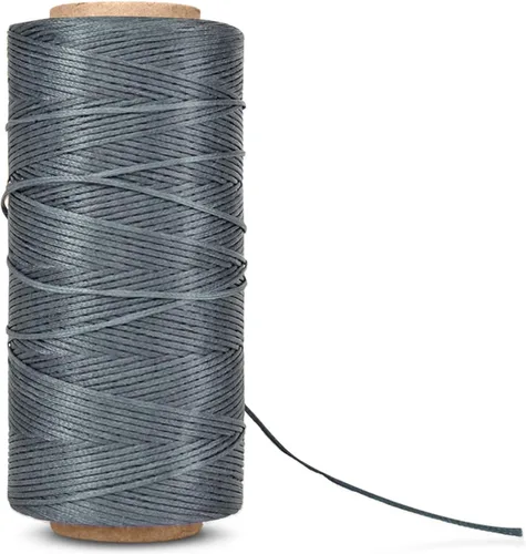 Miniatura 10 de Flexzion Hilo encerado, 284 yardas (853.0 ft), hilo de cera de poliéster 150D de 0.031 in para costura de cuero, encuadernación, costura