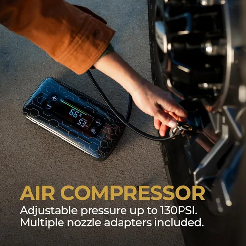 Miniatura 4 de HALO Bolt Air+ 1750 - Arrancador de batería portátil para automóvil Compresor de aire de 130 PSI, banco de energía USB de 59.9 Wh, pantalla Azul