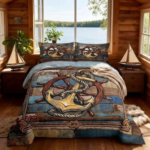 Miniatura 75 de Manfei Go Fishing Juego de edredón tamaño King para niños, juego de ropa de cama con diseño geométrico de peces de bass y rombos, decoración