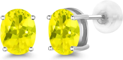 Miniatura 54 de Gem Stone King Aretes de oro de 14 quilates con piedra natal ovalada de 0.315 x 0.236 in Aretes de oro para mujer