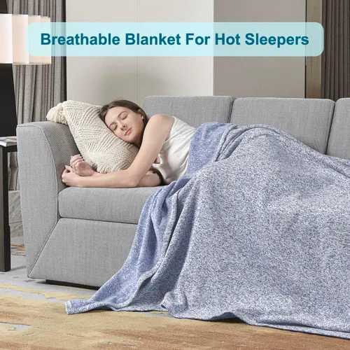 Miniatura 6 de KAWAHOME - Manta de punto para verano, ligera, transpirable, peluda, de jersey para sofá o cama
