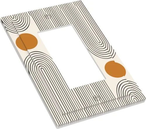 Miniatura 4 de Placa Decorativa de Pared Beige Boho de Mediados de Siglo Sol Abstracto 1-Gang Retro Años 70 Arte Geométrico Moderno con Arco Eléctrico Interruptor