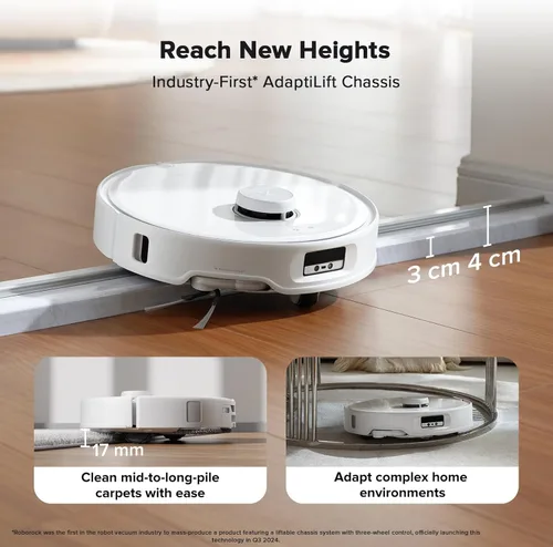 Miniatura 3 de roborock Qrevo Curv Robot Aspirador y Trapeador, Succión de 18,500 Pa, Sin Enredos, Chasis AdaptiLift, Tecnología FlexiArm, Lavado de Trapeador