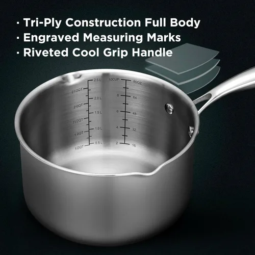 Miniatura 3 de Sartén de acero inoxidable de tres capas con cesta de vapor y tapa de vidrio colador, olla multifunción 2 en 1 para cocinar al vapor, hervir
