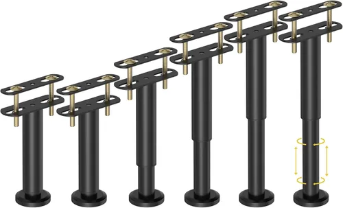 Miniatura 9 de Wlrrcwdttc 4 Patas de Soporte de Cama de Altura Ajustable 7.08-12.6 pulgadas, Patas de Soporte Central del Marco de Cama para Marco de Cama/Listón