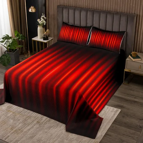 Miniatura 10 de Castle Fairy Juego de edredón moderno de 2 piezas con diseño de rayas abstractas, gris, rojo, negro, para niños, jóvenes, hombres y mujeres