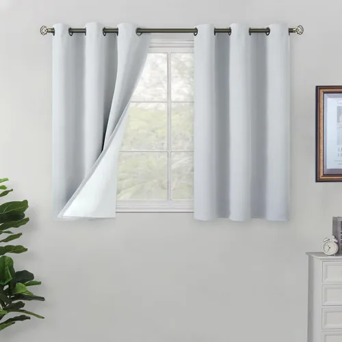 Miniatura 18 de BGment Cortinas opacas cortas de 30 pulgadas de largo, 2 paneles de cortinas 100% de oscurecimiento de la habitación para ventanas pequeñas