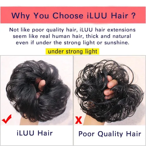 Miniatura 8 de 2 extensiones de cabello ondulado y grueso para mujer, de color negro natural, fibra sintética resistente al calor, para belleza, fiestas, uso
