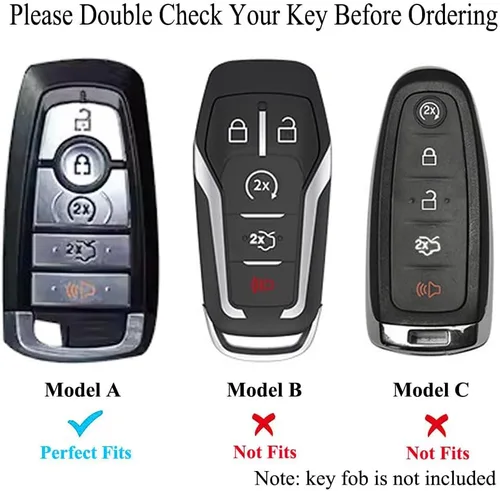Miniatura 2 de Funda para llavero compatible con Ford Explorer Edge Mustang Fusion Escape F150 F250 F350 F450 F550 (plateado, modelo A)