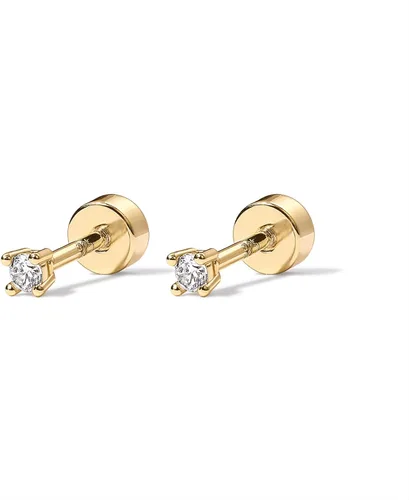 Miniatura 4 de PAVOI 14K Gold Plated Solid 925 Sterling Silver Post Cubic Zirconia Stud Flat Back Earrings for Women Cartilage Earring Helix Piercing Jewelry