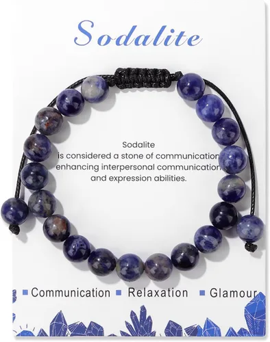 Miniatura 11 de Pulsera de cristal curativo para mujer de 8 mm de piedra natural con cuentas de cristal engarzadas, pulsera ajustable de gemas hecha a mano, joyería