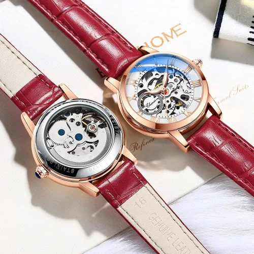 Miniatura 3 de Reginald Reloj mecánico para mujer, en forma de corazón, movimiento mecánico de oro, reloj mecánico automático para mujer, Negro -, Moda casual