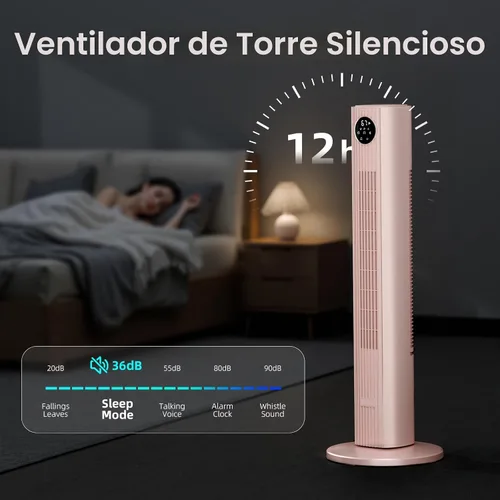Miniatura 7 de Antarctic Star Ventilador de Torre Portátil Ventiladores de Piso Oscilante 85° Ventilador Silencioso de Enfriamiento Temporizador 12H Control Remoto