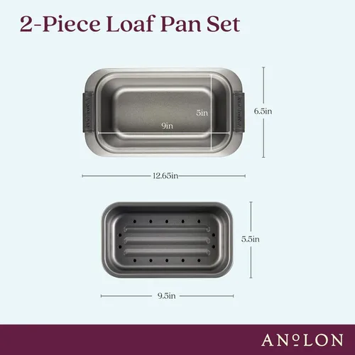 Miniatura 4 de Anolon Advanced 54715 - Juego de 2 moldes antiadherentes para hornear, color gris con agarres de silicona