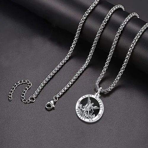 Miniatura 9 de Collar de plata de ley 925 con medalla milagrosa de San MiguelSan Cristóbal de JesúsSan BenitoVirgen María Milagrosa Medalla para hombres y mujeres