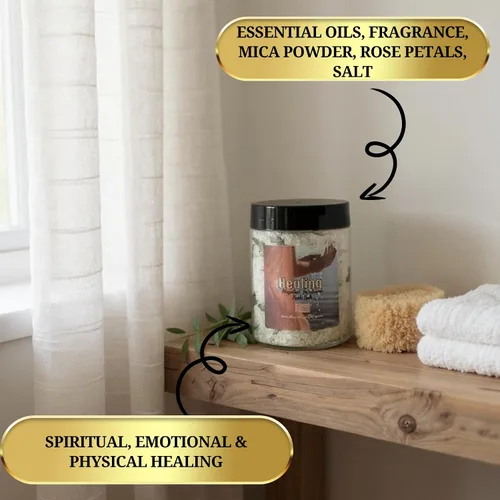 Miniatura 2 de Sales de baño curativas: baño de sal del mar muerto para relajación, limpieza espiritual y uso ritual, 12 onzas Sanando