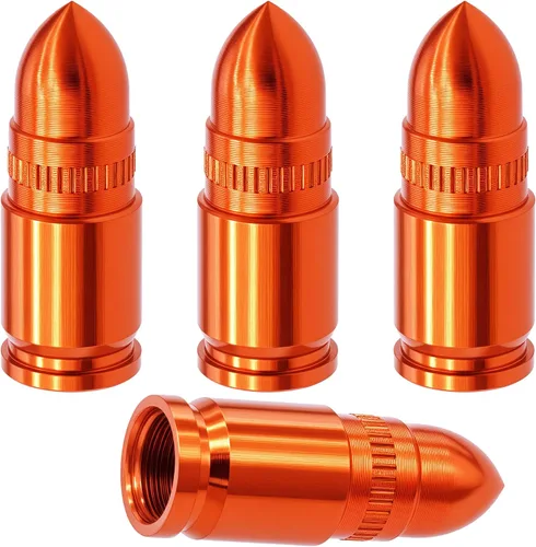 Miniatura 27 de 4 piezas de tapas de válvula de neumático estilo bala, resistentes a la corrosión, tapas universales de válvula de neumático de aleación de aluminio