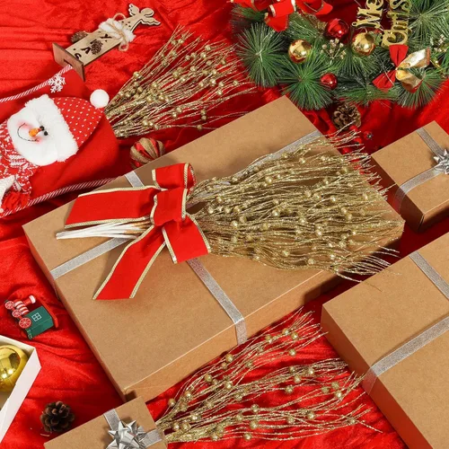 Miniatura 6 de Joyhalo Paquete de 24 púas y aerosoles para árbol de Navidad, decoraciones de relleno de árbol de Navidad, adornos de tallo de bayas con purpurina