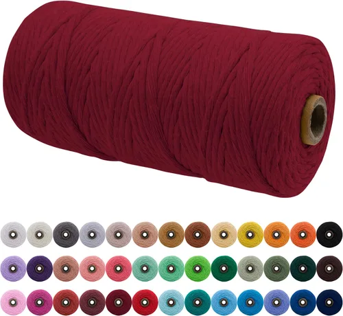 Miniatura 60 de JeogYong Cordón de macramé de un solo hilo 2mm x 164 yardas (492 pies) Cuerda de algodón suave, hilo de macramé 2 mm, suministros de macramé
