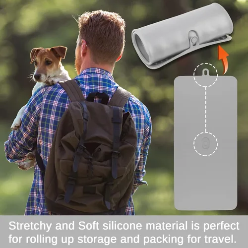 Miniatura 5 de Mantel individual para mascotas para perros y gatos, tapete para evitar el desbordamiento de alimentos y agua, tapete portátil y plegable, adecuado