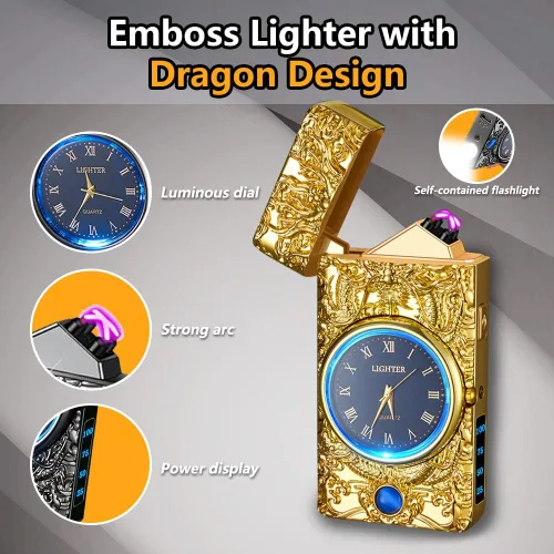 Miniatura 2 de Encendedor de dragón, encendedor eléctrico recargable por USB, resistente al viento, sin llama, encendedor de arco de plasma con indicador de Dragon