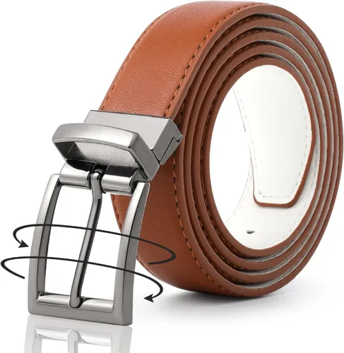 Miniatura 13 de AWAYTR Cinturón de cuero reversible para mujer, cinturón de dos colores en uno para jeans, vestido de mujer y hombre, cinturón con hebilla giratoria