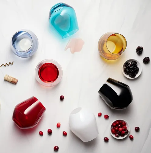 Miniatura 4 de Godinger Copas de vino, copas de vino sin tallo, copas de vino tinto, vasos para beber, copa de vino sin tallo de fabricación europea, color blanco