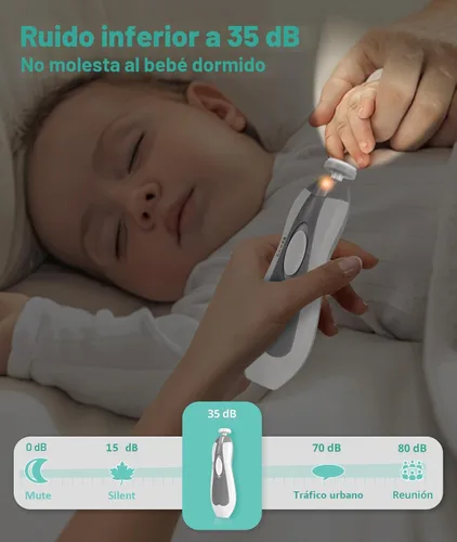 Miniatura 7 de Kit de cuidado de la salud y aseo para bebés, kit de cortadora de uñas de seguridad eléctrica, kit de cuidado para recién nacidos con peine de Blanco