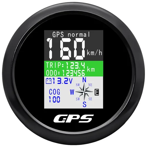 Velocímetro GPS 3-3/8 "3.346 in barco GPS velocímetro odómetro impermeable antena blanca TFT pantalla digital MPH nudos km/h para barco marino 9-33V