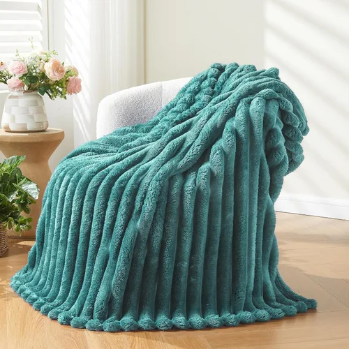 Miniatura 77 de NEWCOSPLAY Manta de Tiro Súper Suave Aqua Franela Sedosa Premium Forro Polar Jacquard Acanalado 3D Ligero Manta de Cama Uso en Todas las Estaciones