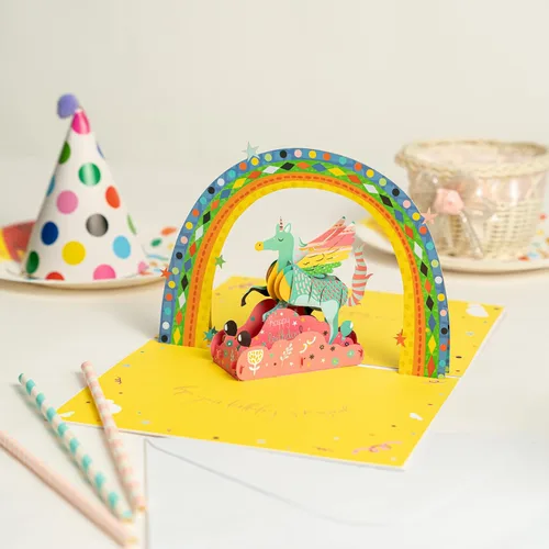 Miniatura 5 de WRAPAHOLIC Tarjeta de cumpleaños emergente en 3D, unicornio arcoíris, 5.9 x 7.9 pulgadas
